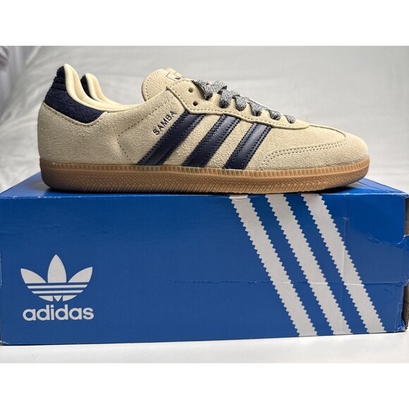 Adidas 7.5 Men’s Samba OG Warm Vanilla Night Indigo Enamel Lace Bling NIB main image 11